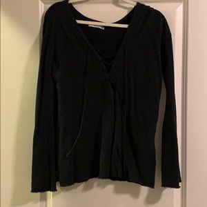 Black lace up sweater
